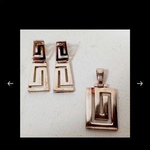 Vintage 925 Geometric Modernsit Earring  Set
